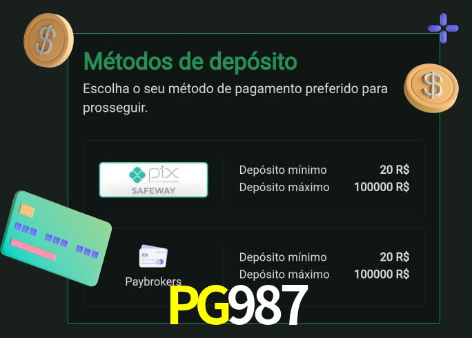 O cassino PG987 oferece uma grande variedade de métodos de pagamento